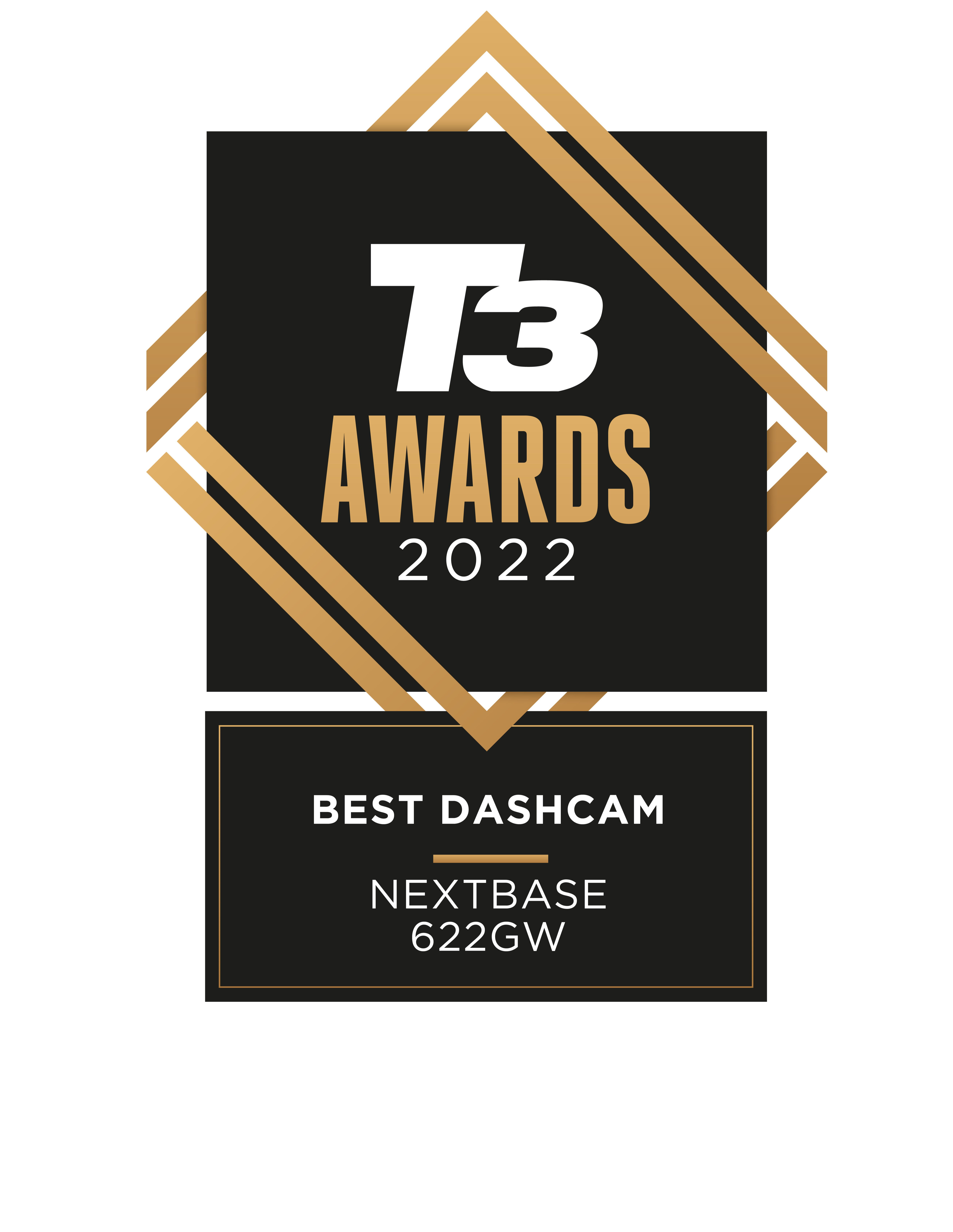 T3 Awards 2022 Best Dashcam badge – Nextbase 622GW.