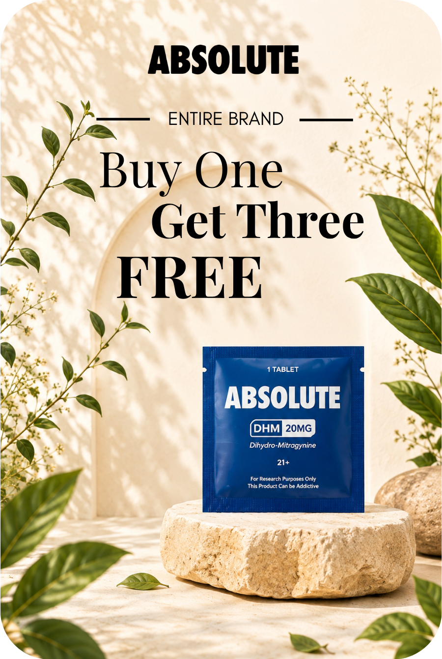 Promotional image for Absolute brand: Buy One Get Three Free.