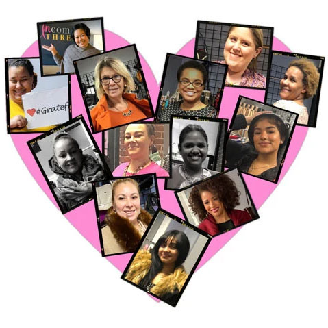 Heart collage of Uncommon Threads women.