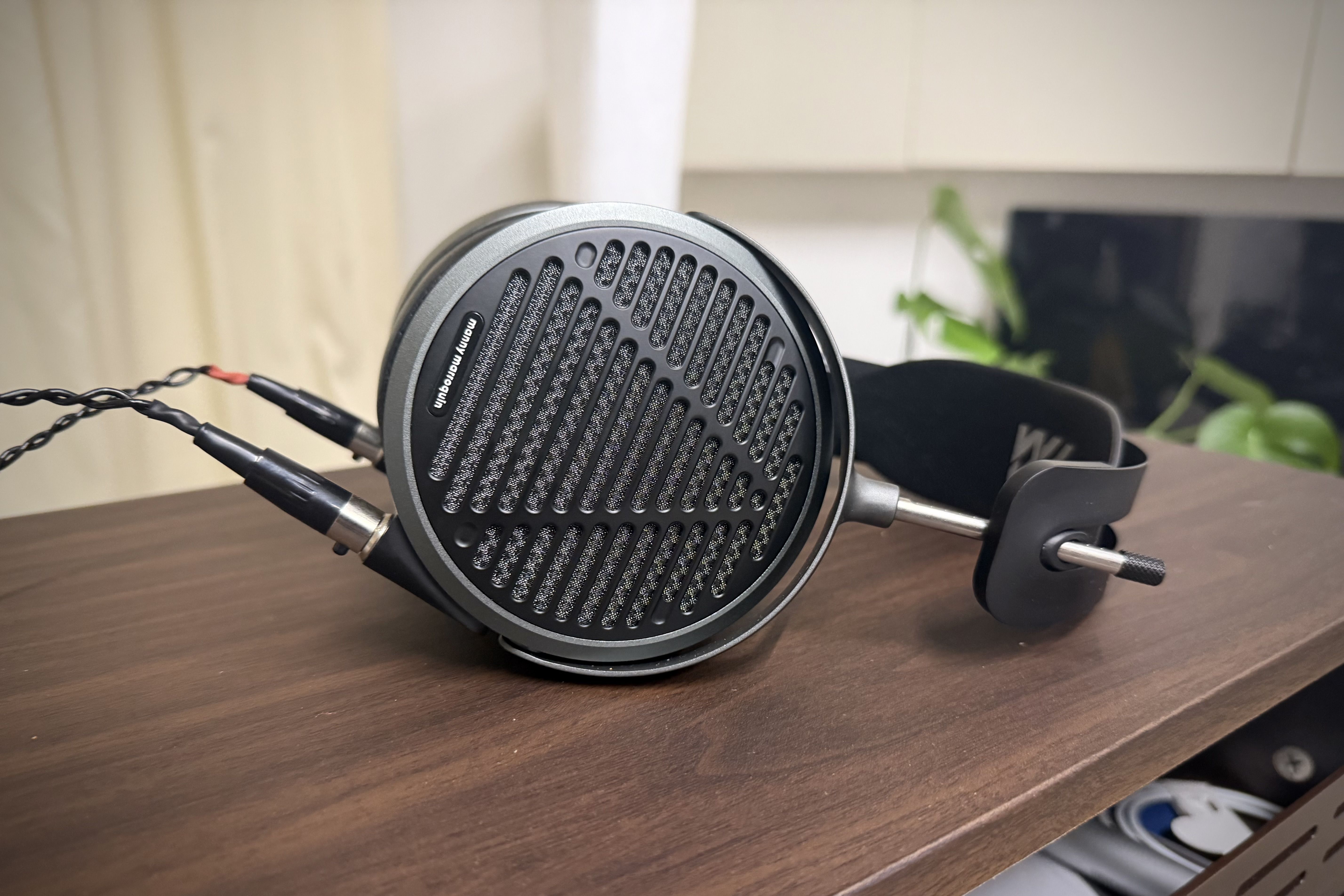 Audeze MM-500 headphones laying on a table 
