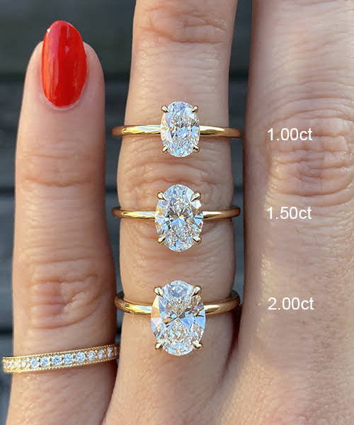 oval diamond 1, 1.5, 2 carats