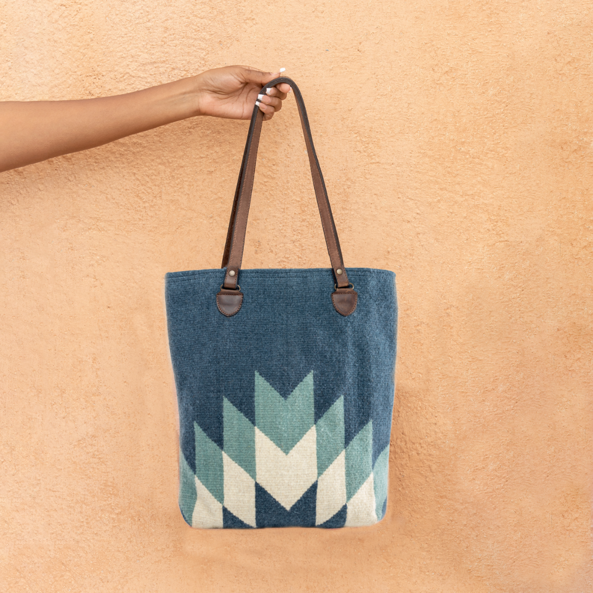 MZ Made Watefall Wool and Leather Tote