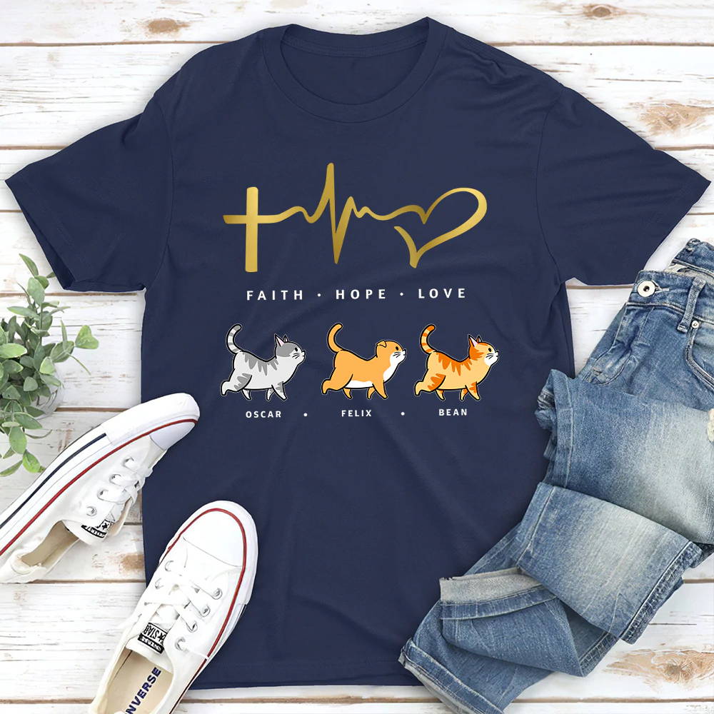 FAITH HOPE LOVE CAT - PERSONALIZED CUSTOM UNISEX T-SHIRT