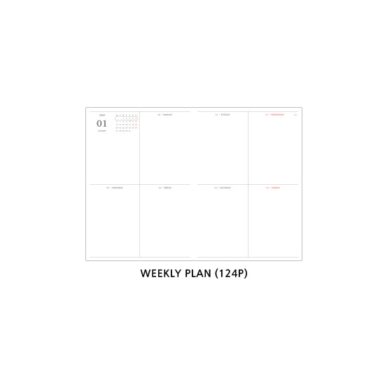 Weekly plan - O-CHECK 2020 Mon journal A5 dated weekly agenda planner
