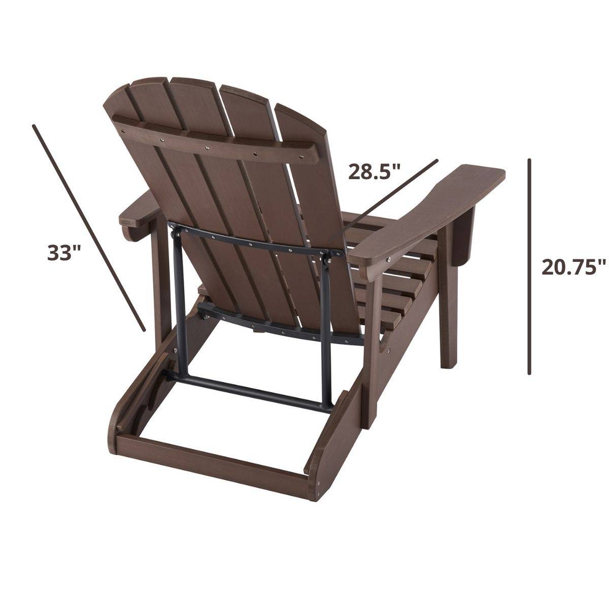 33 inches height backrest, 28.5 inches long armrest, 20.75 inches height from floor to top of armest