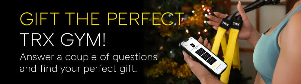 Gift TRX gym promotion with questions for finding the perfect gift.