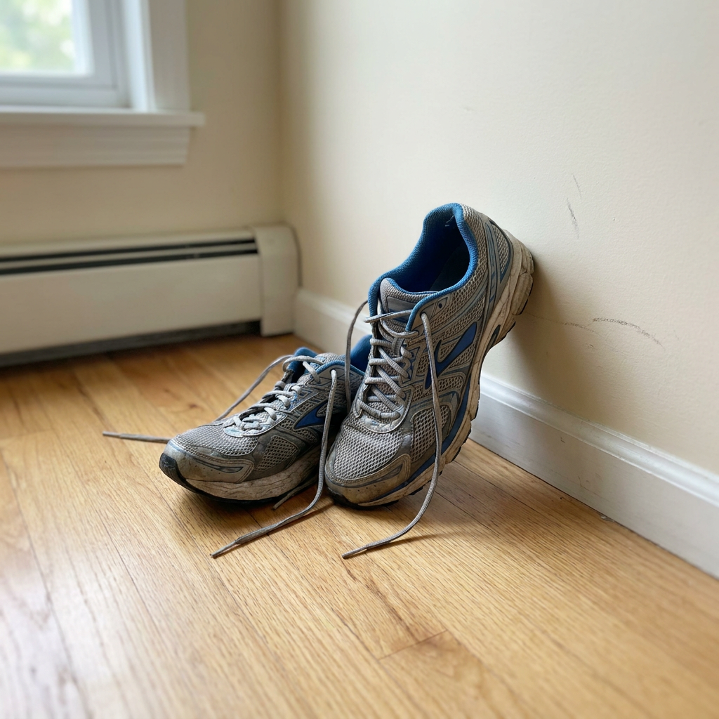 Worn sneakers