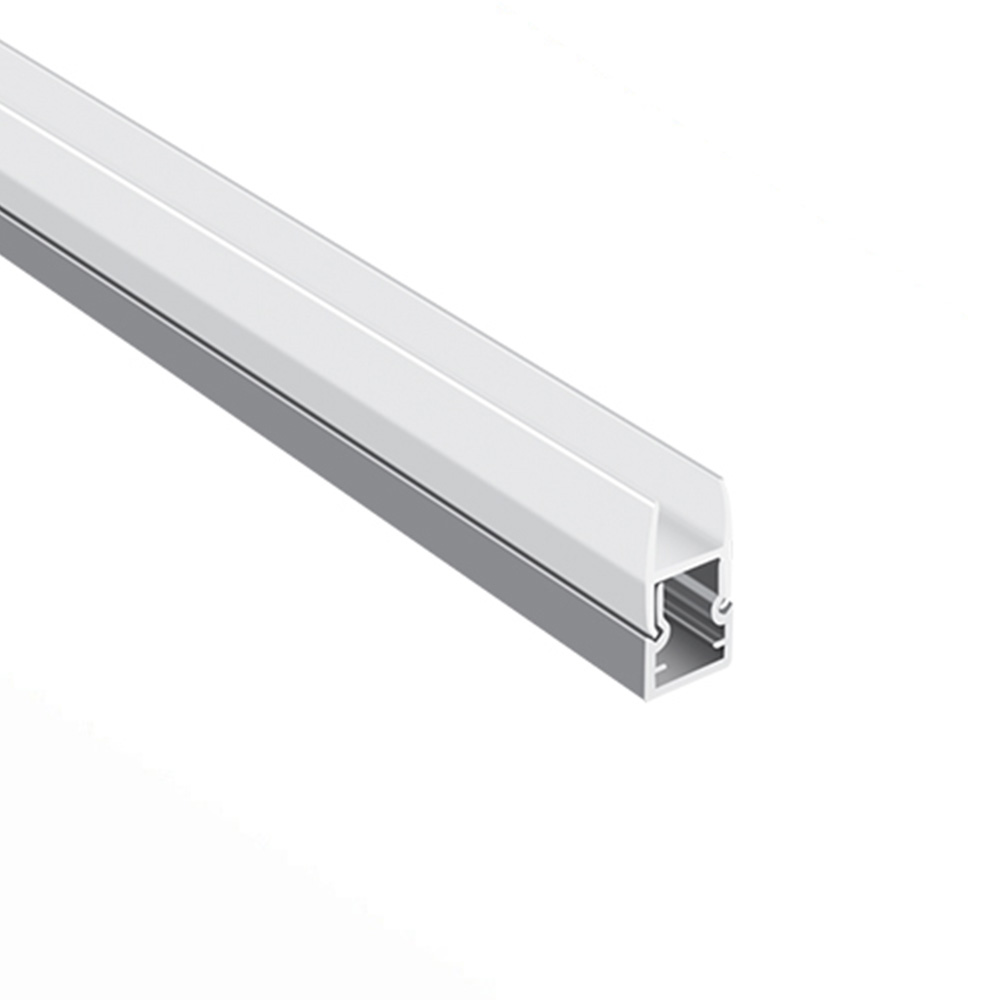 White and gray profile extrusion for construction or design applications.