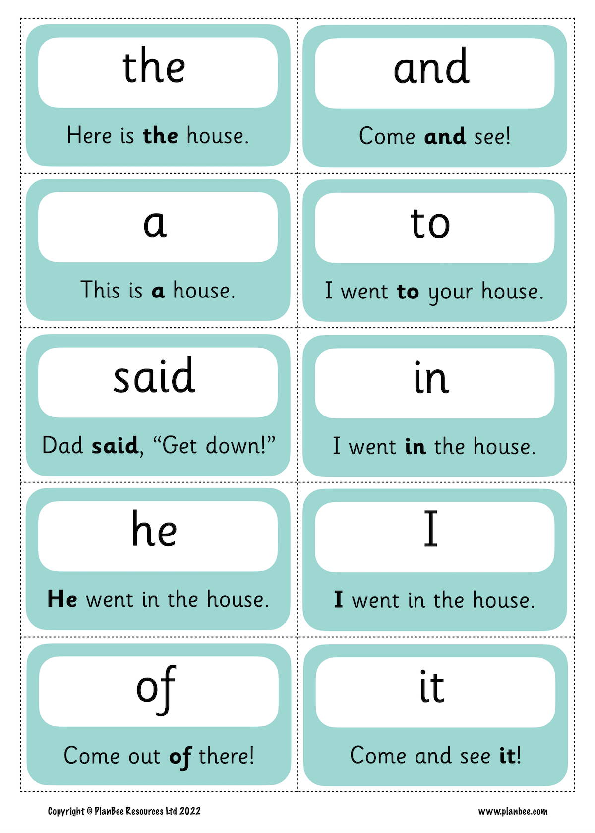 FREE 100 High Frequency Words Flashcards | PlanBee