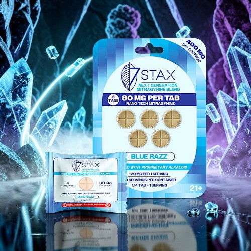 Packaging of medication with tablets against a visually striking background.