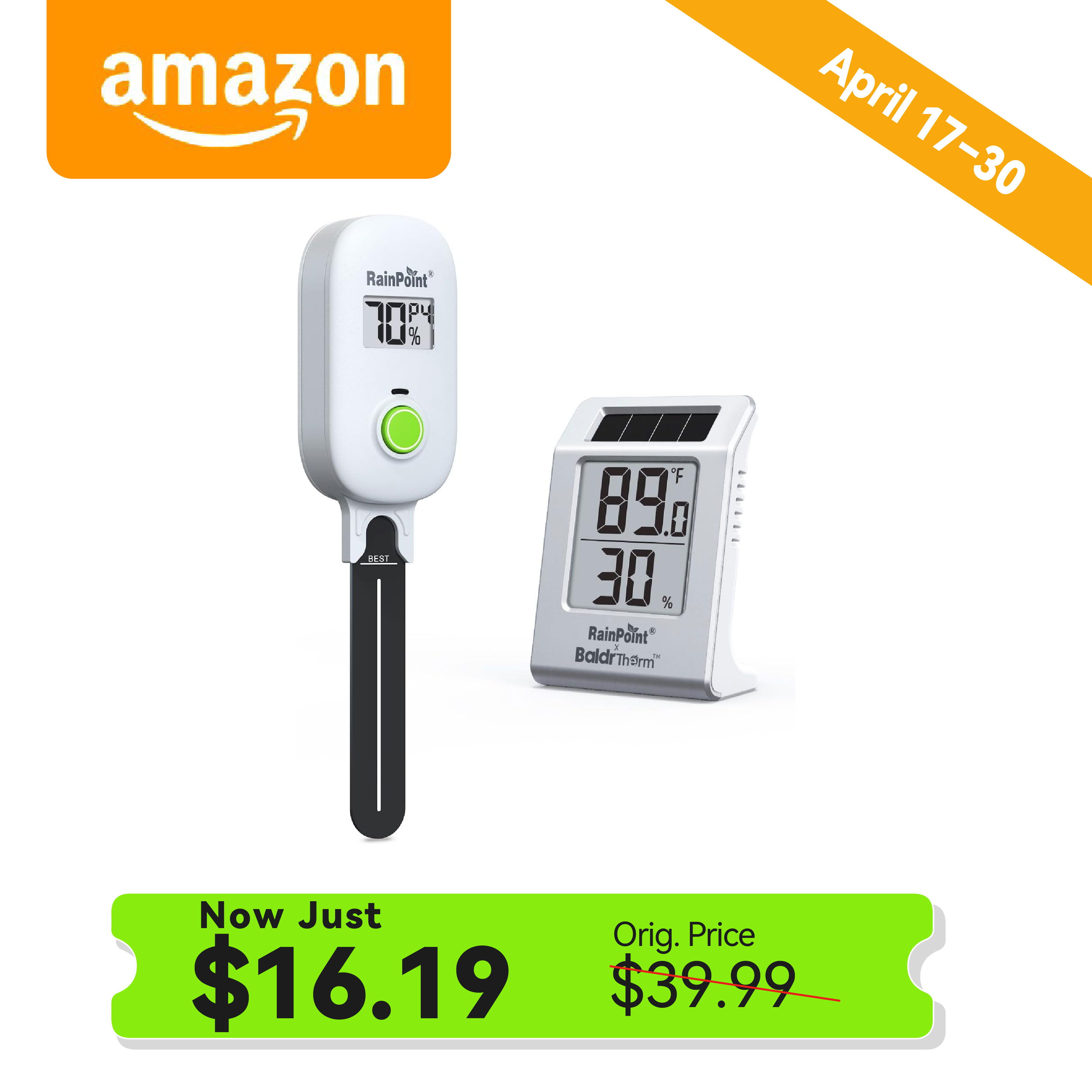 Image of a thermometer and digital display with pricing information.