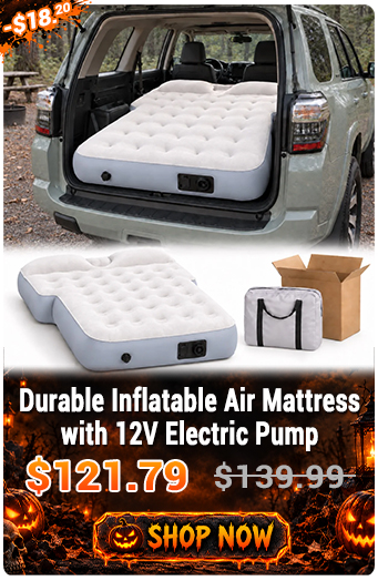 Durable Inflatable Air Mattress with 12V Electric Pump. Promotional price $121.79, originally $139.99. Use code HW13.