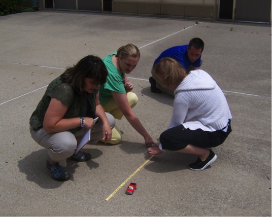 Groups scattered in and around the building to design and conduct their trials.