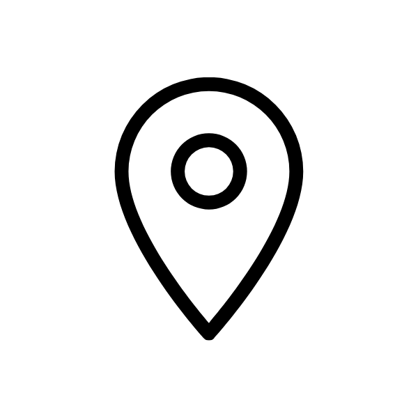 A simple black and white location pin icon.