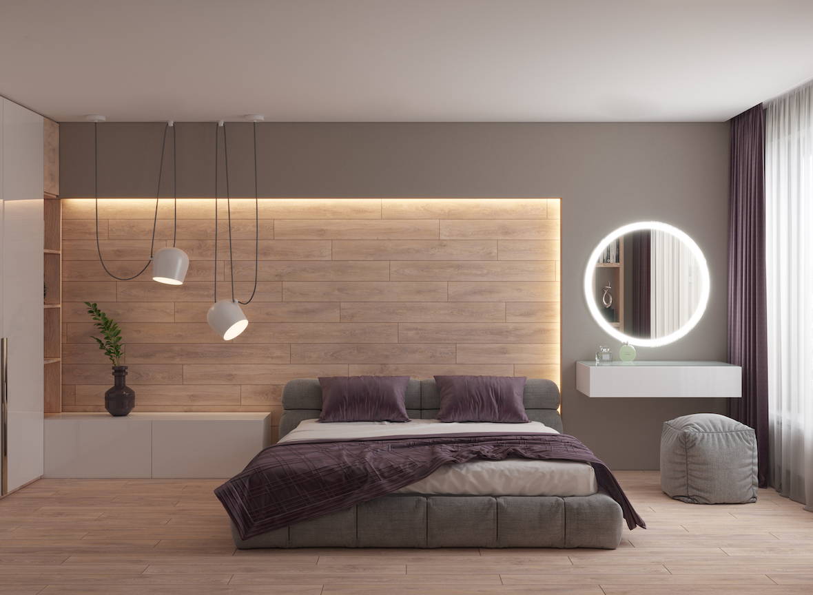 Bedroom backlighting example using LEDs