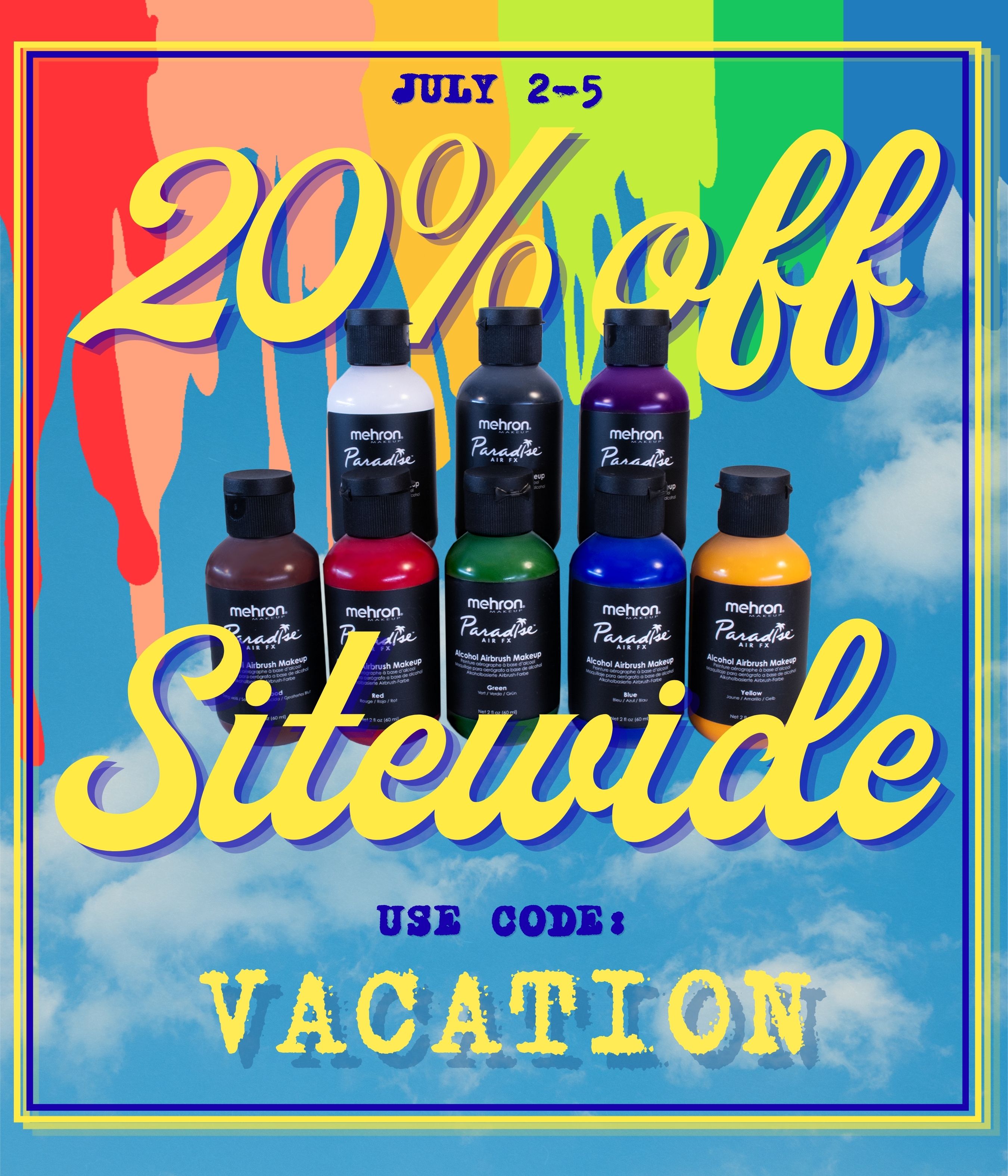 20% off sitewide promotion, July 2-5, use code VACATION.