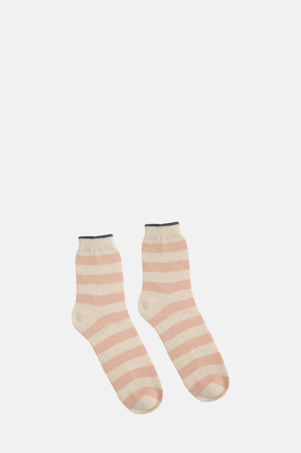 The Jumper 1234 Stripe Socks in oatmeal nude and khaki.