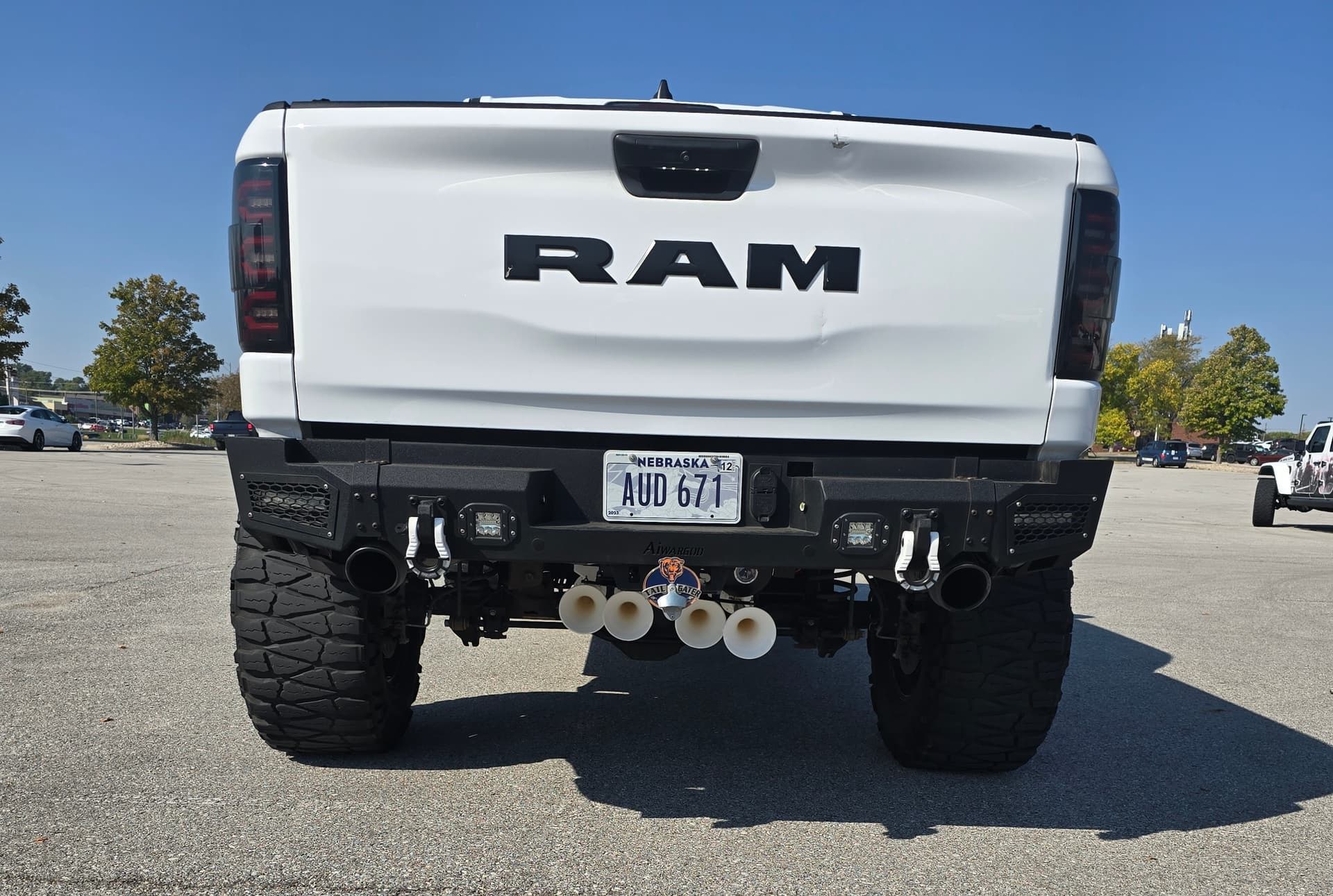 2022 RAM 1500 Rebel equipped with HornBlasters Conductor’s Special 2HB Spare Tire Delete Kit