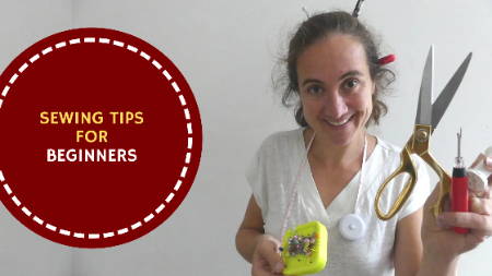 thumbnail for the blog on sewing tips for beginners, women holding sewing tools