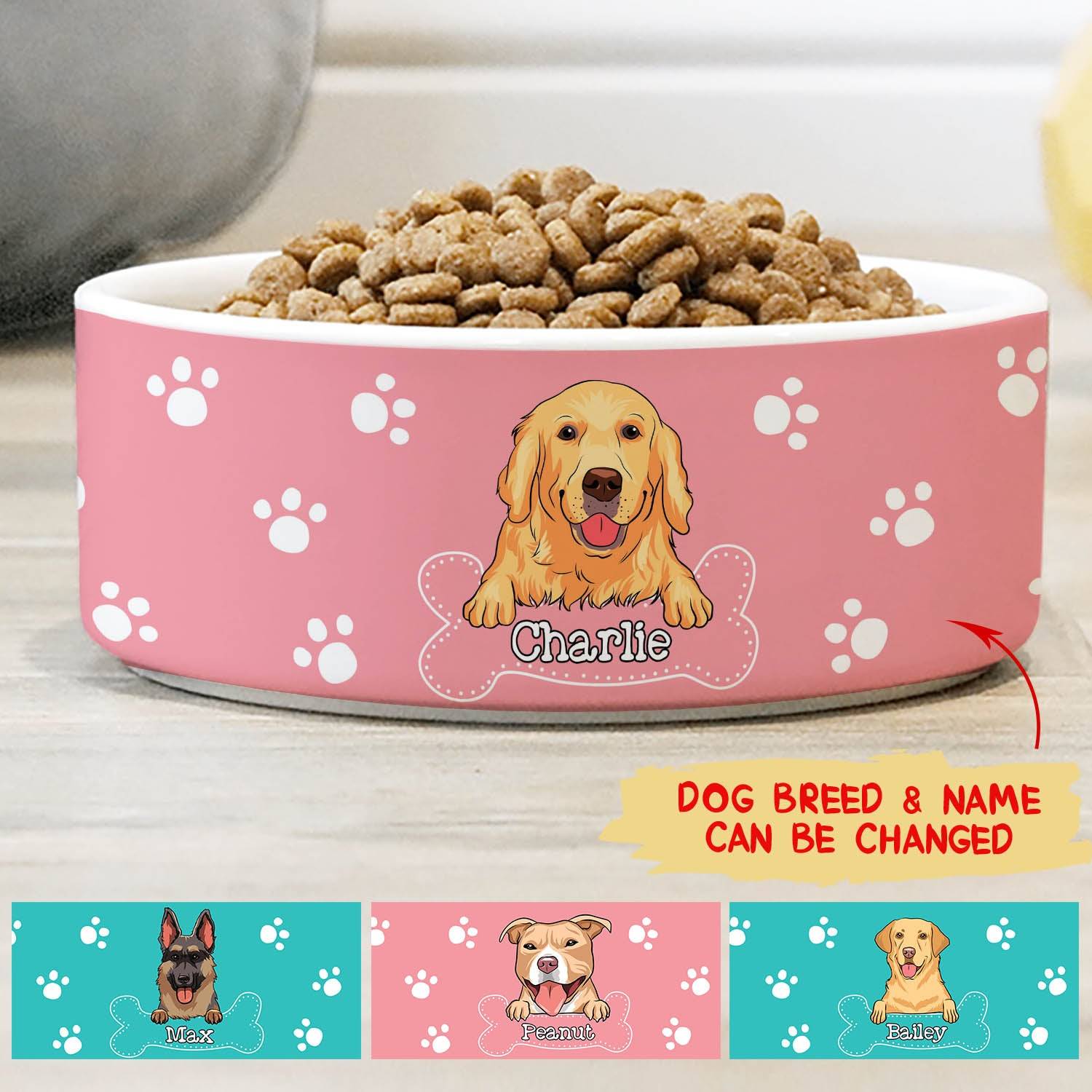 personalized ceramic dog bowl