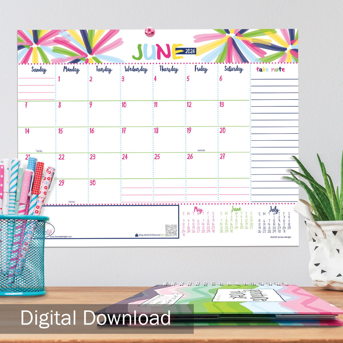 June 2026 Calendar Digital Download
