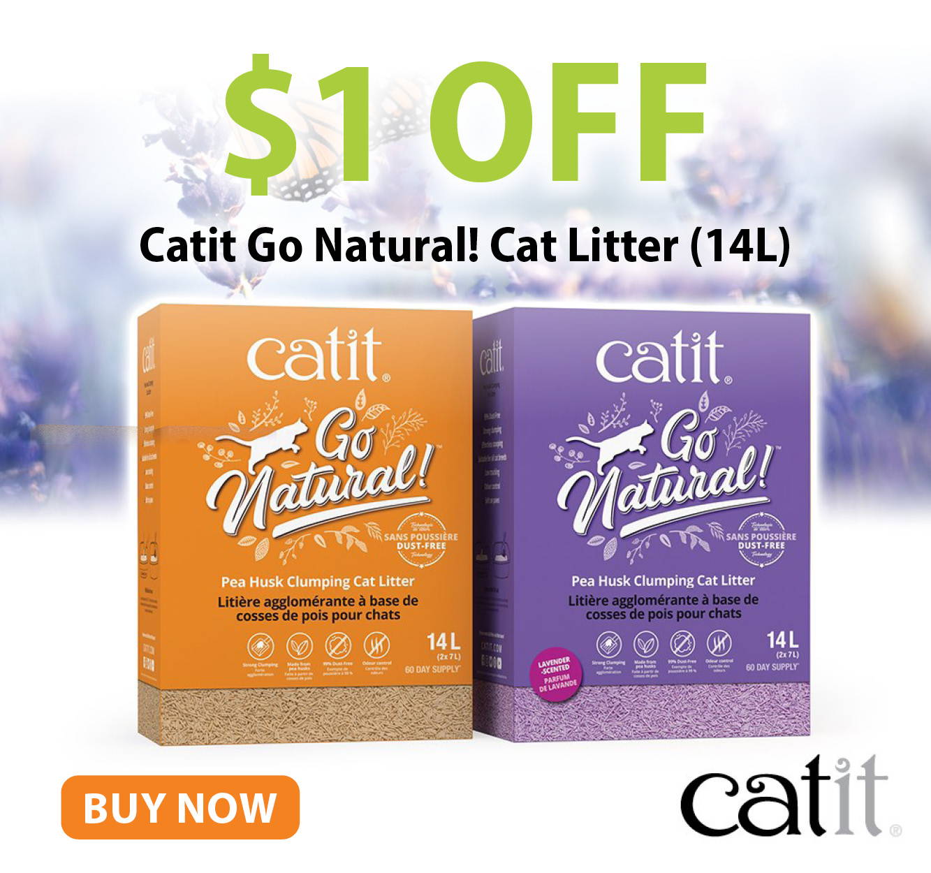 $1.00 off Catit Go Natural! Cat Litter 14L