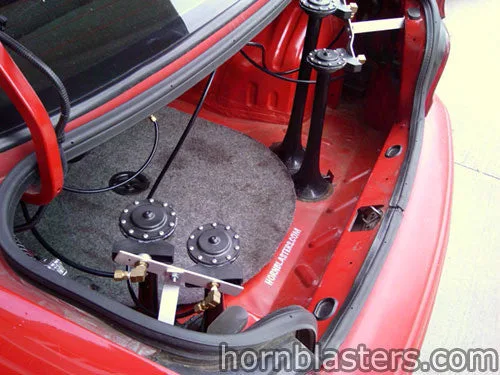 Completed Shocker XL Train Horn setup on 1998 Dodge Neon photo 6