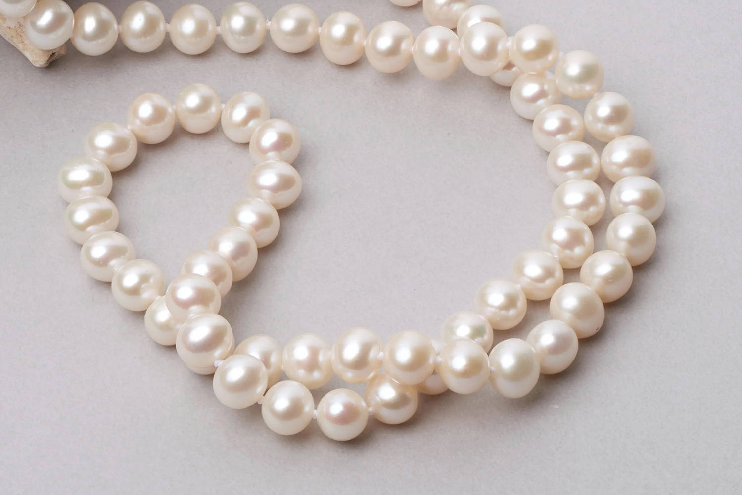 Close Up of White Freshwater Pearl Necklace
