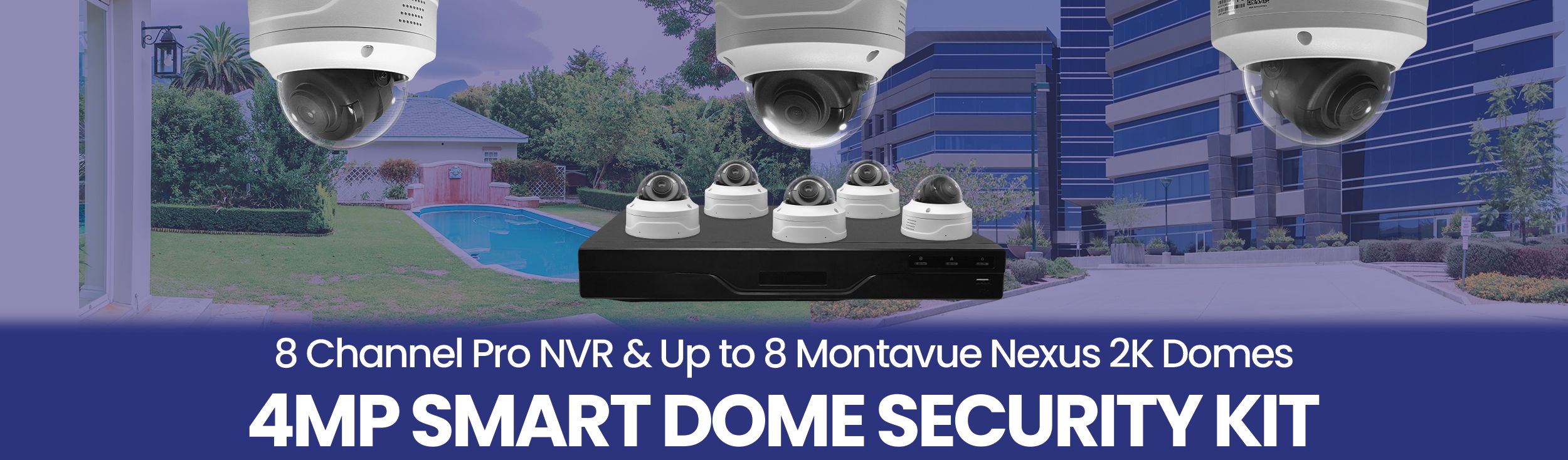 4MP Smart Dome Security Kit with multiple cameras and features.