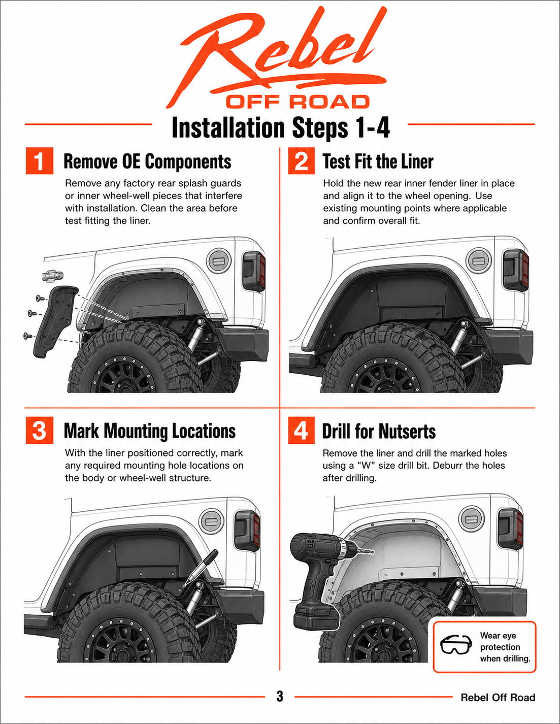 Installation steps for Rebel Off Road components.
