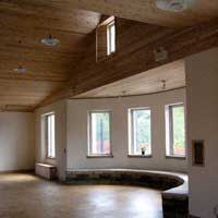 A half circular hempcrete wall in a house