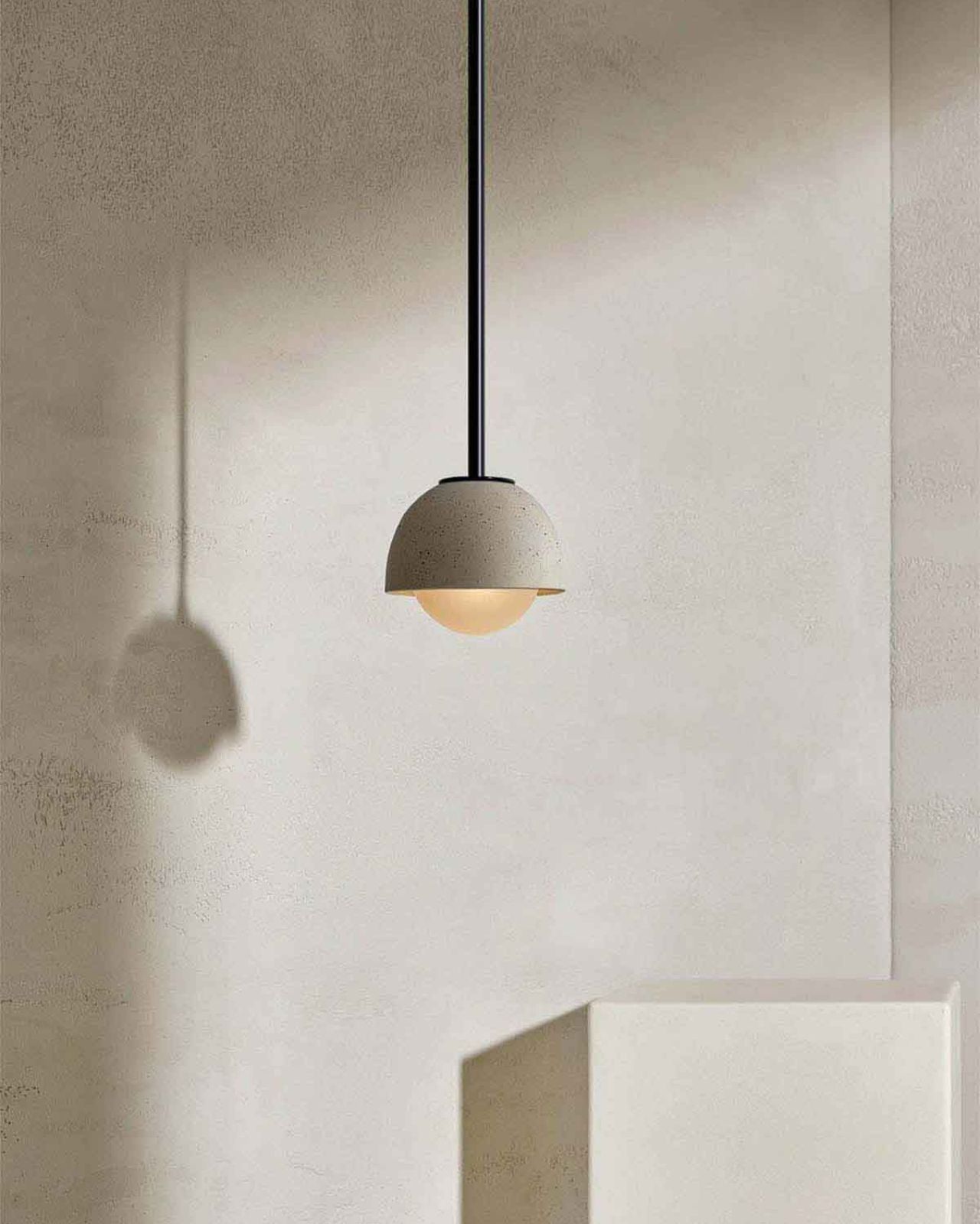 Suspended Terra Pendant Ceramic Dome | Solid Rod
