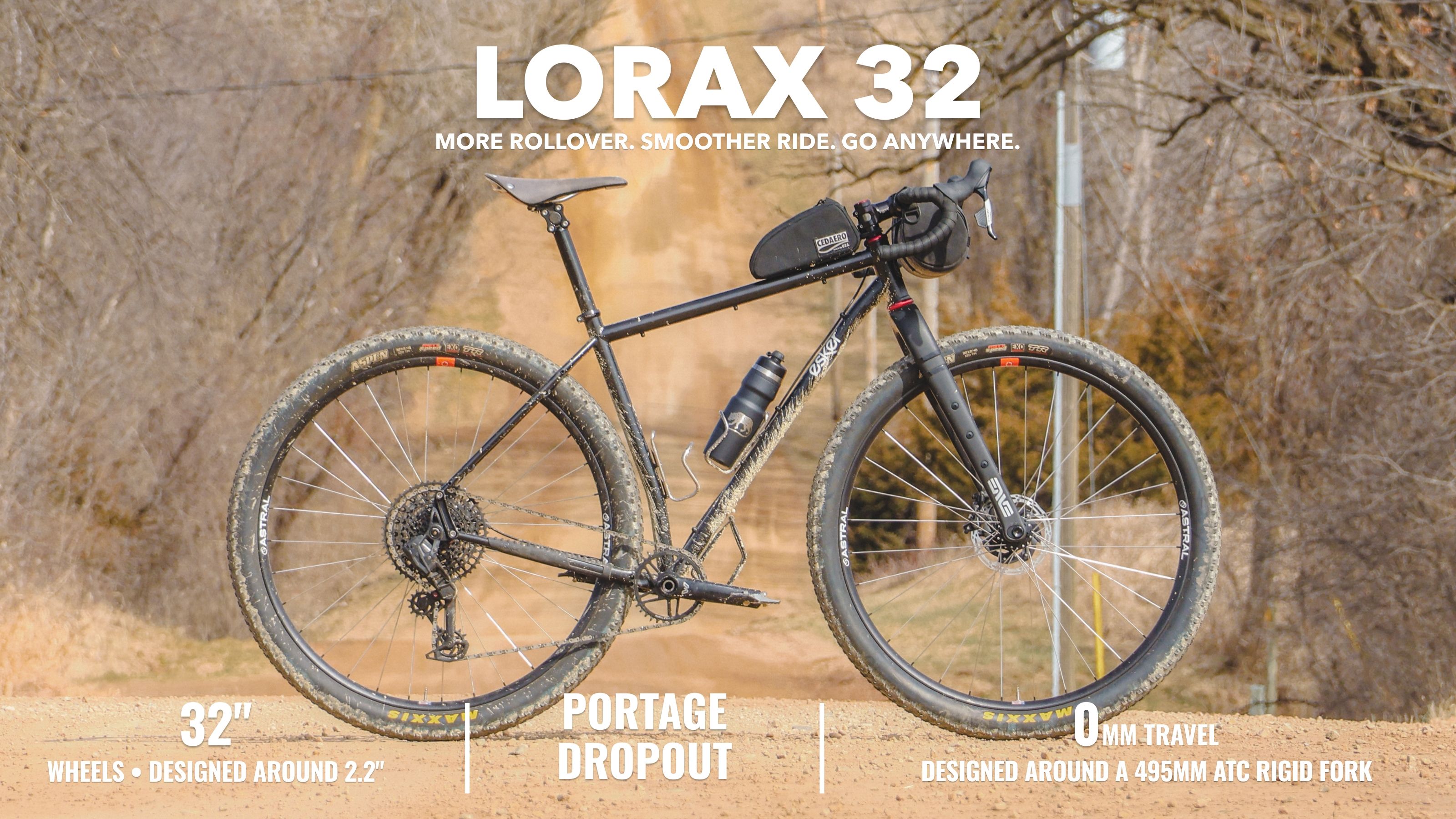 Black and tan mountain bike with specifications and model name 