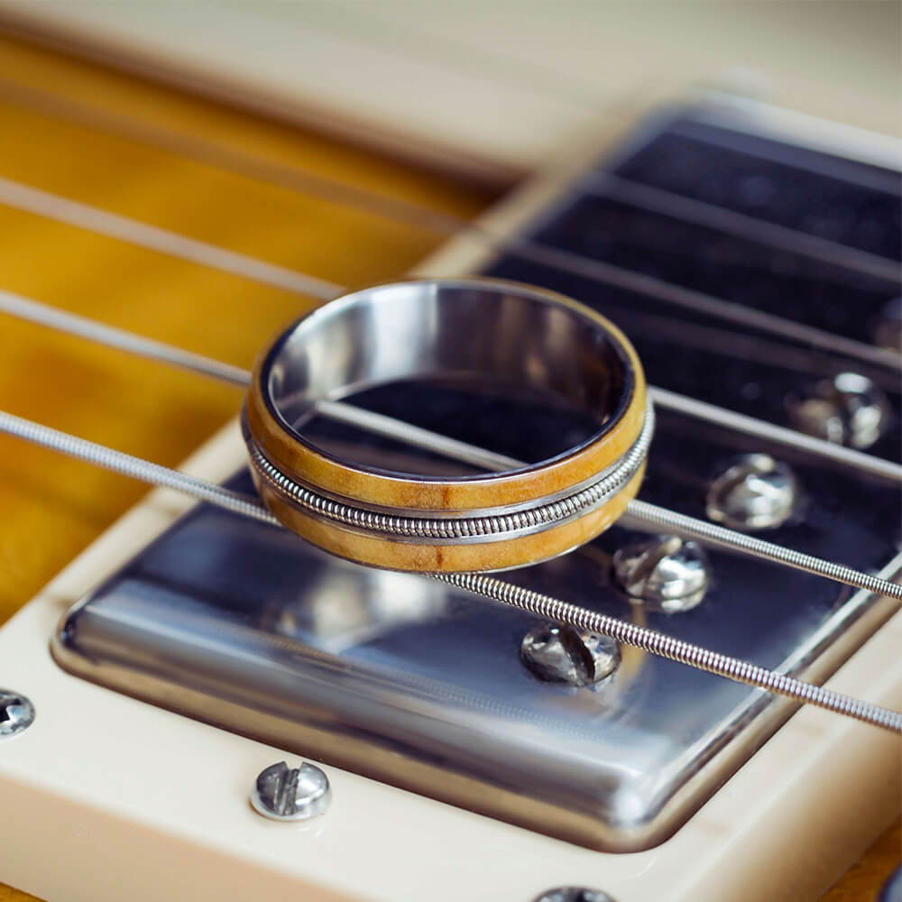 Custom guitar string wedding ring