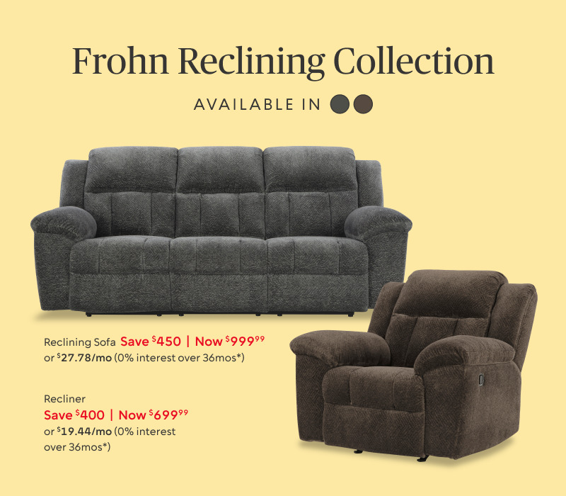 Frohn Reclining Sofa now $999.99 save $450