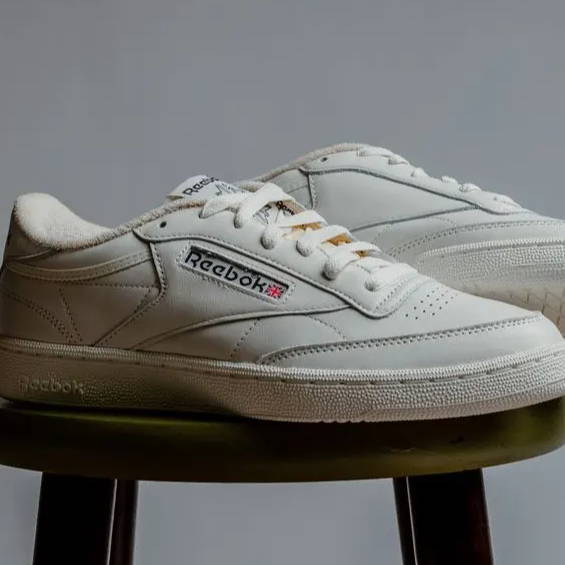 closeup of reebok classic sneakers