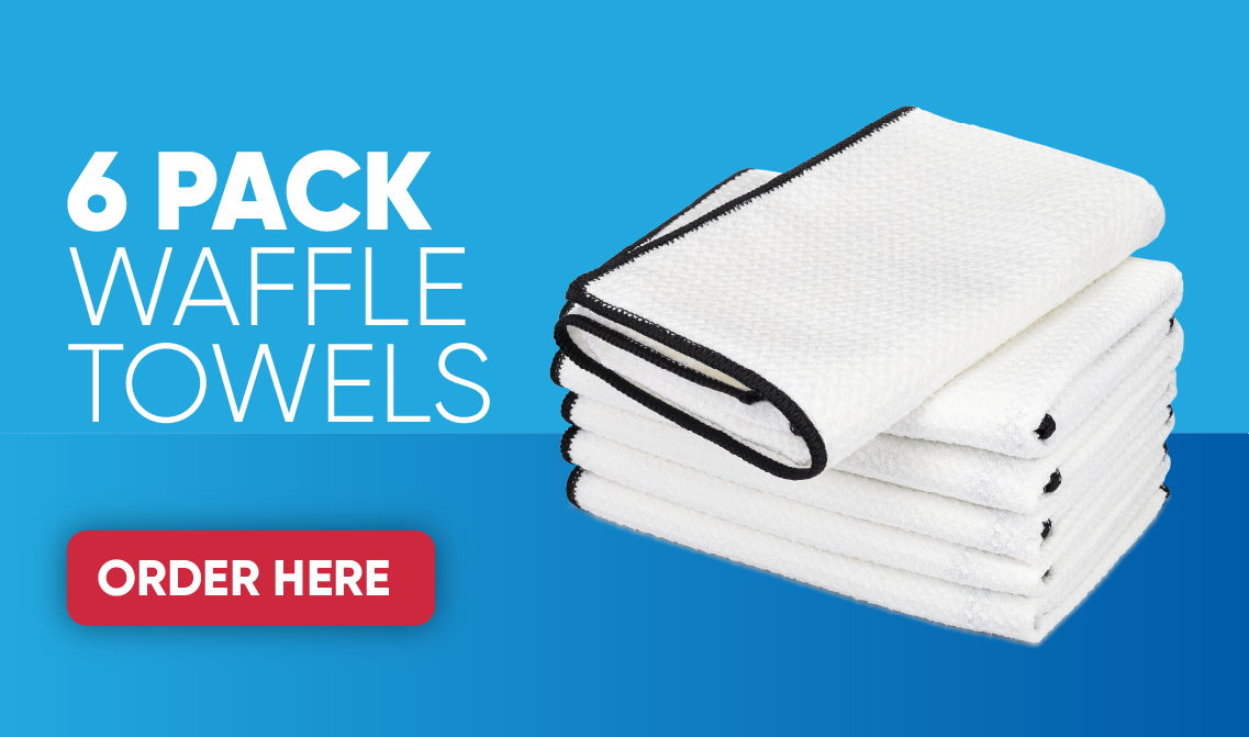 6 pack of waffle towels with order button.