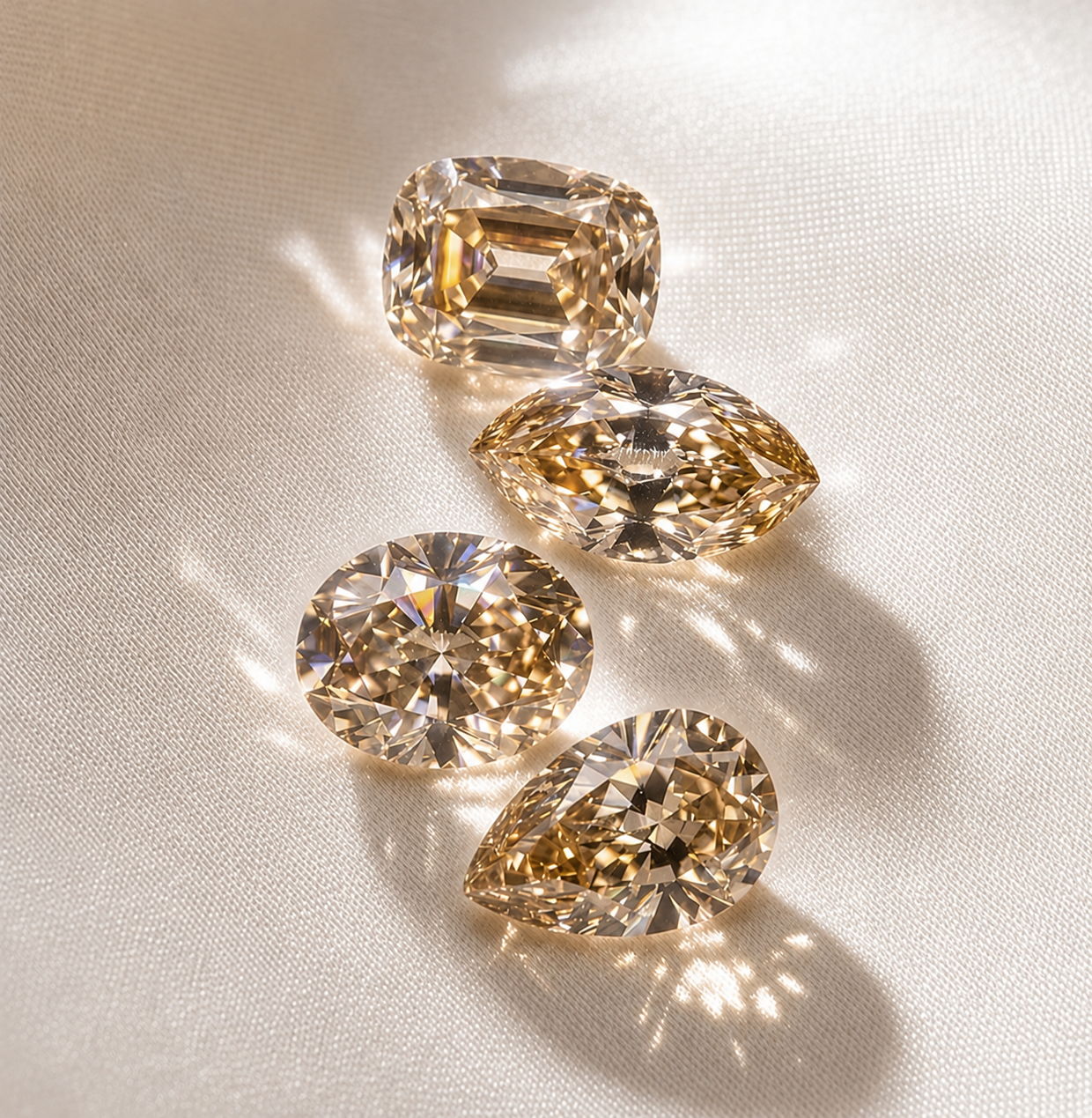 Lab grown champagne diamonds from the Golden Facet