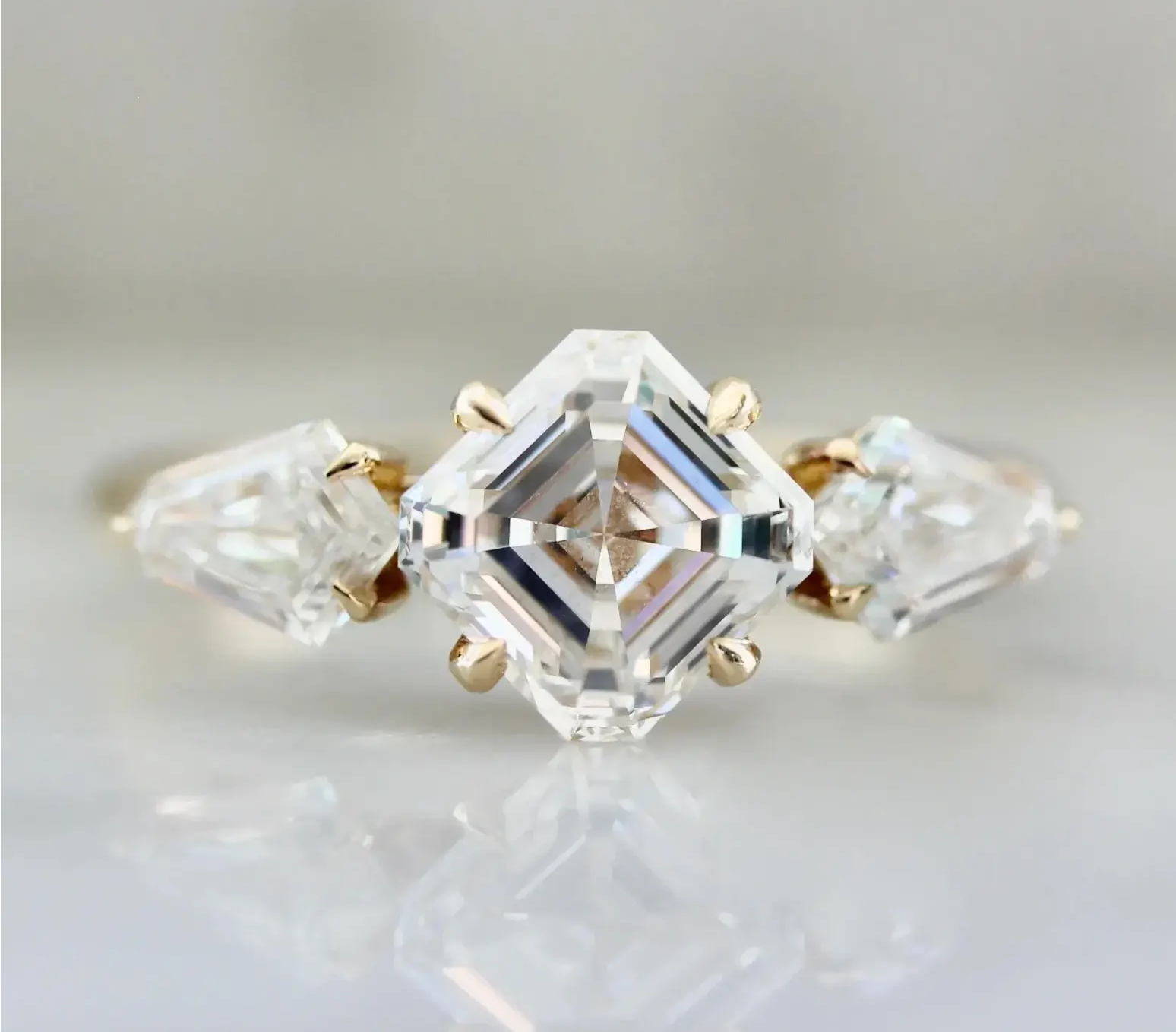 asscher cut diamond ring