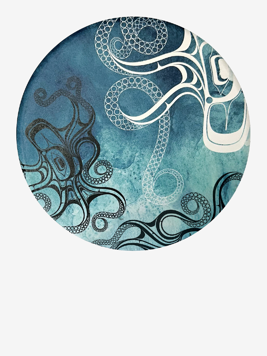 Octopus (Nuu) Ceramic Trivet by Ernest Swanson, Haida