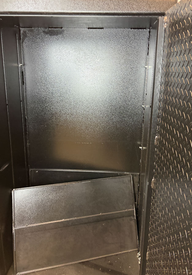 BLUE DOT gun safe exterior with sale price tag on door - SES spring cleaning sale