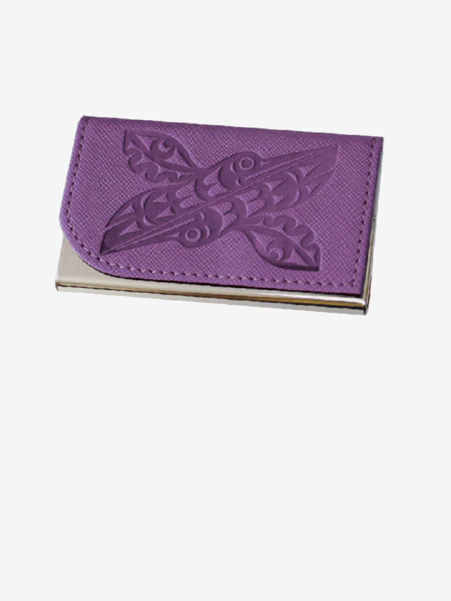 Hummingbirds (Purple) Cardholder by Maynard Johnny Jr.
