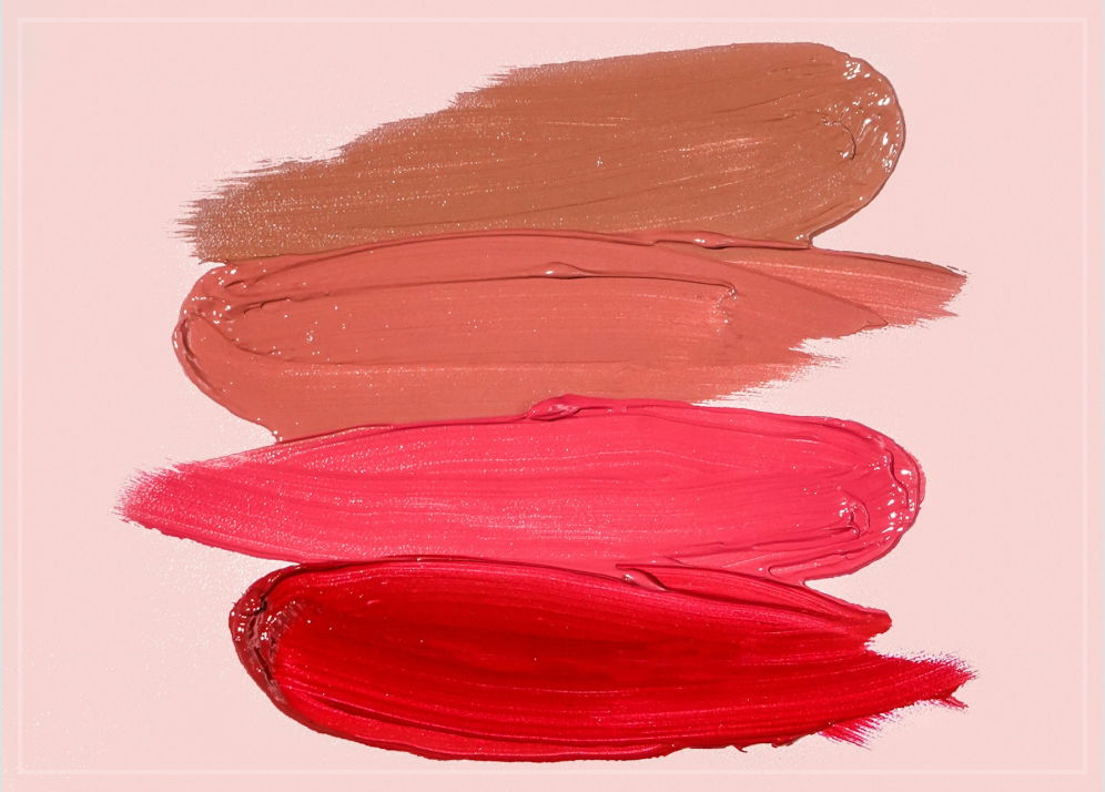 Several smears of variously colored makeups
