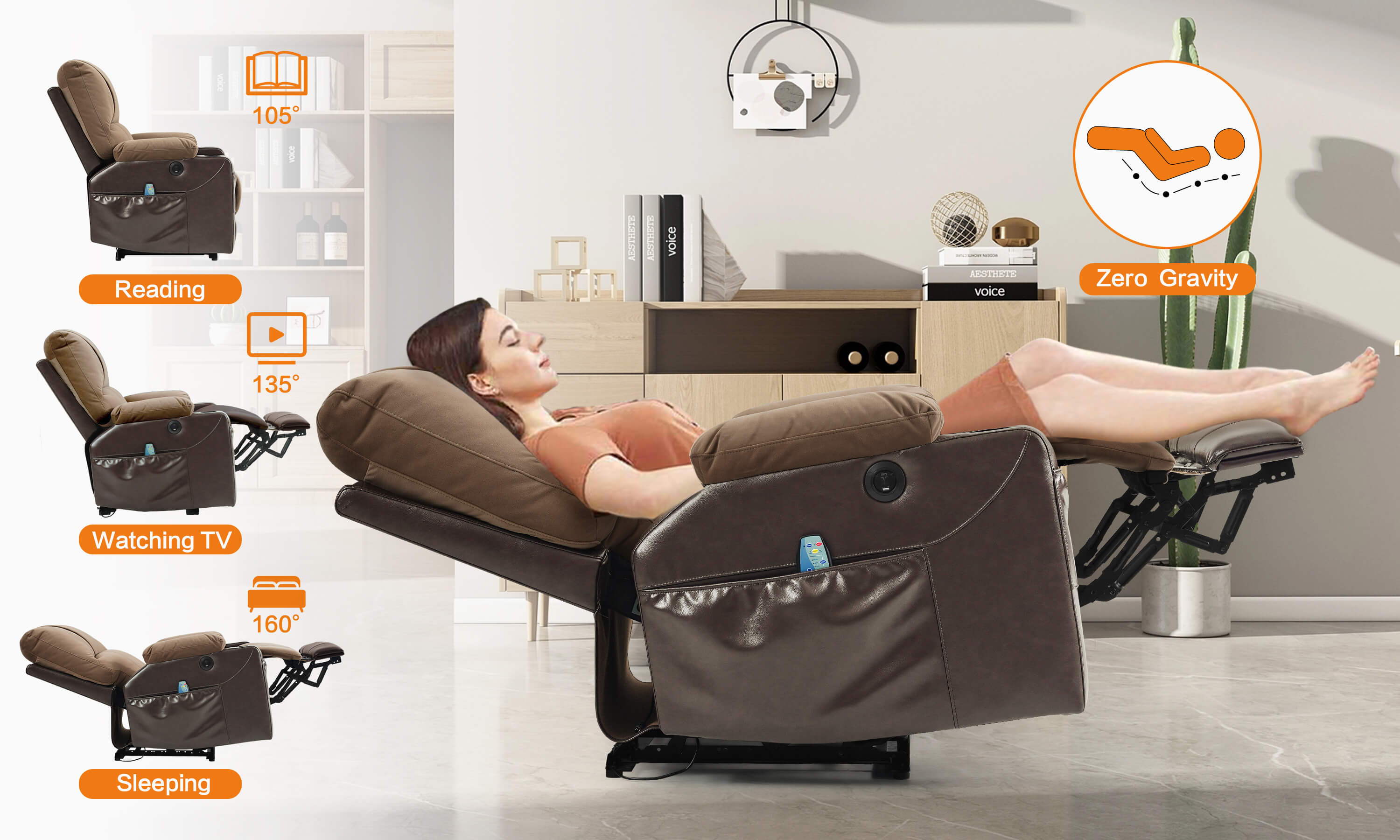 ASJMREYE Power Recliner Chair,Zero Gravity Chair With Vibration Massage and Heating,33.85