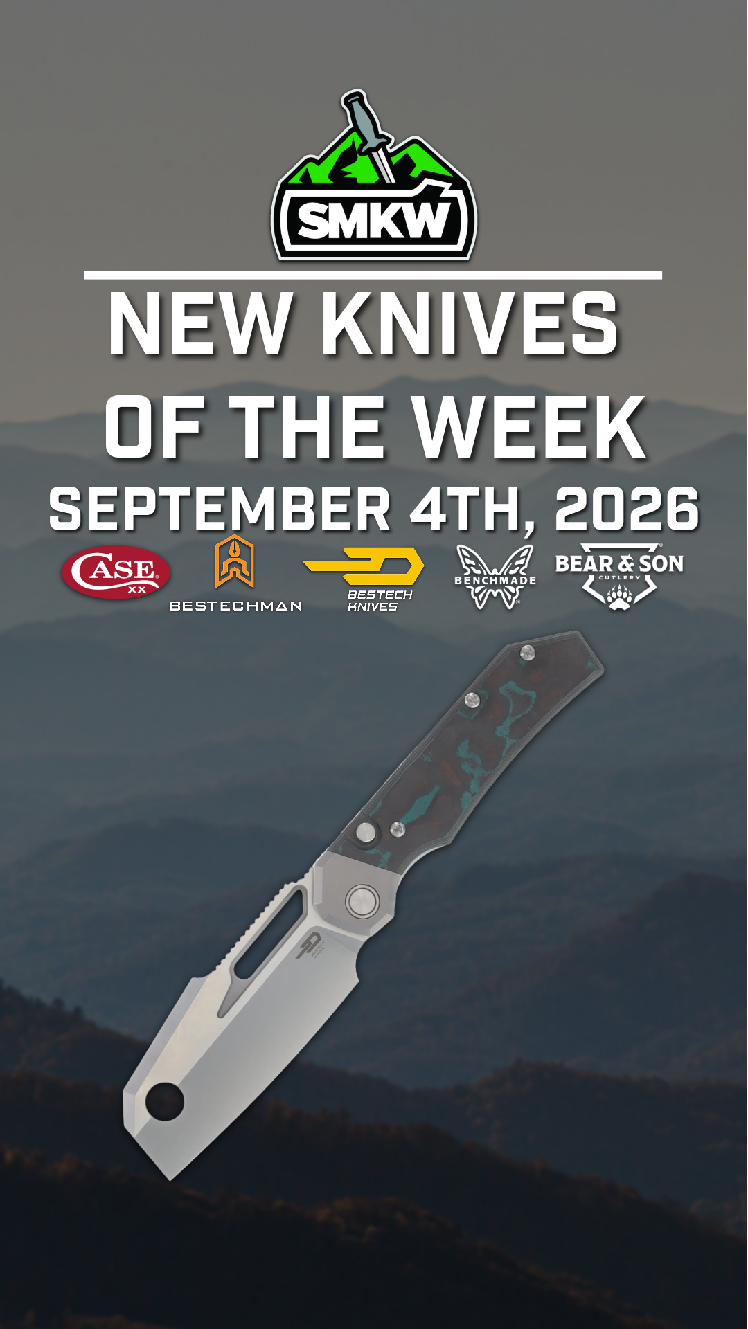 Promotional image for new knives of the week, September 4th, 2026.