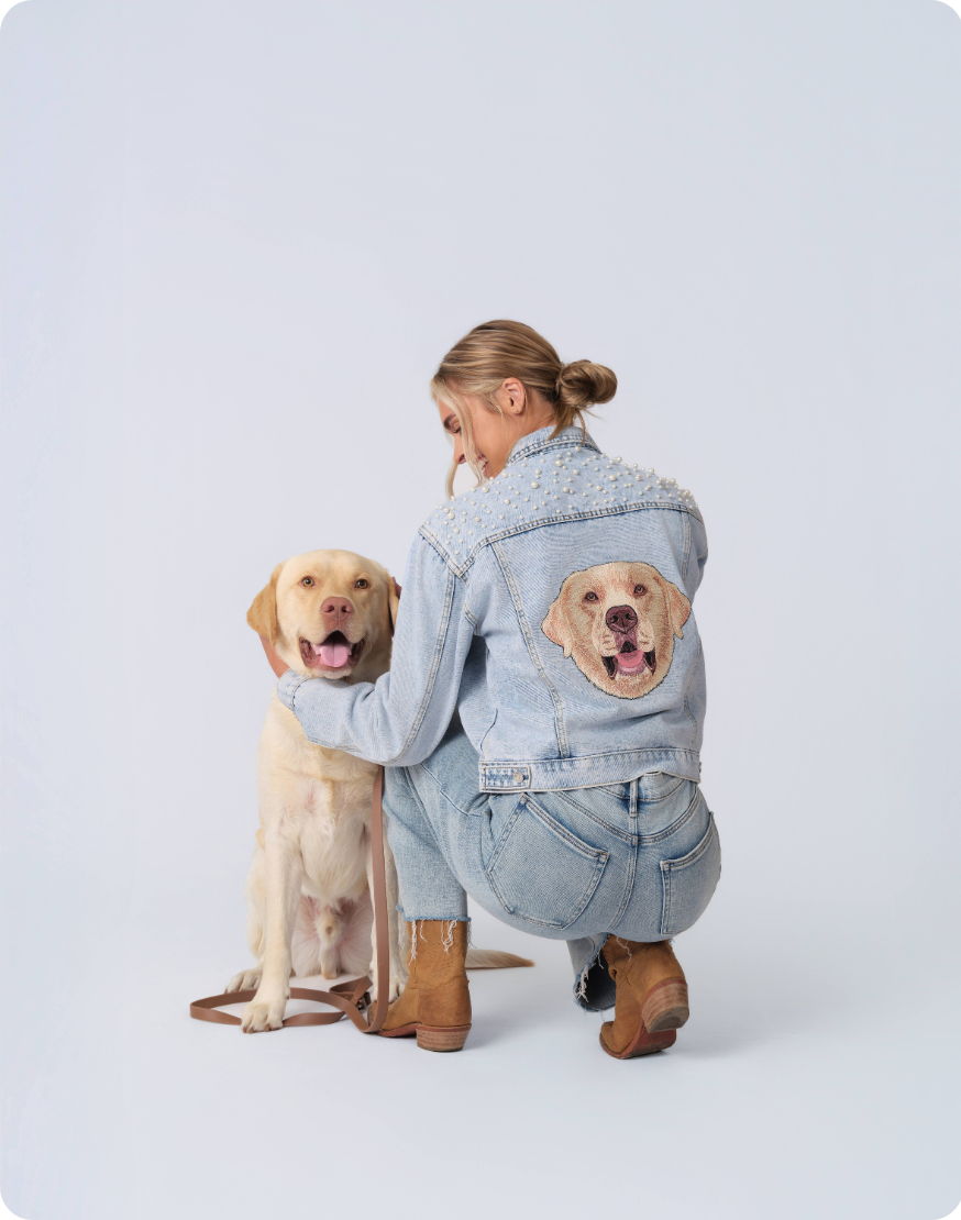 Pearl Denim Jacket with Dog