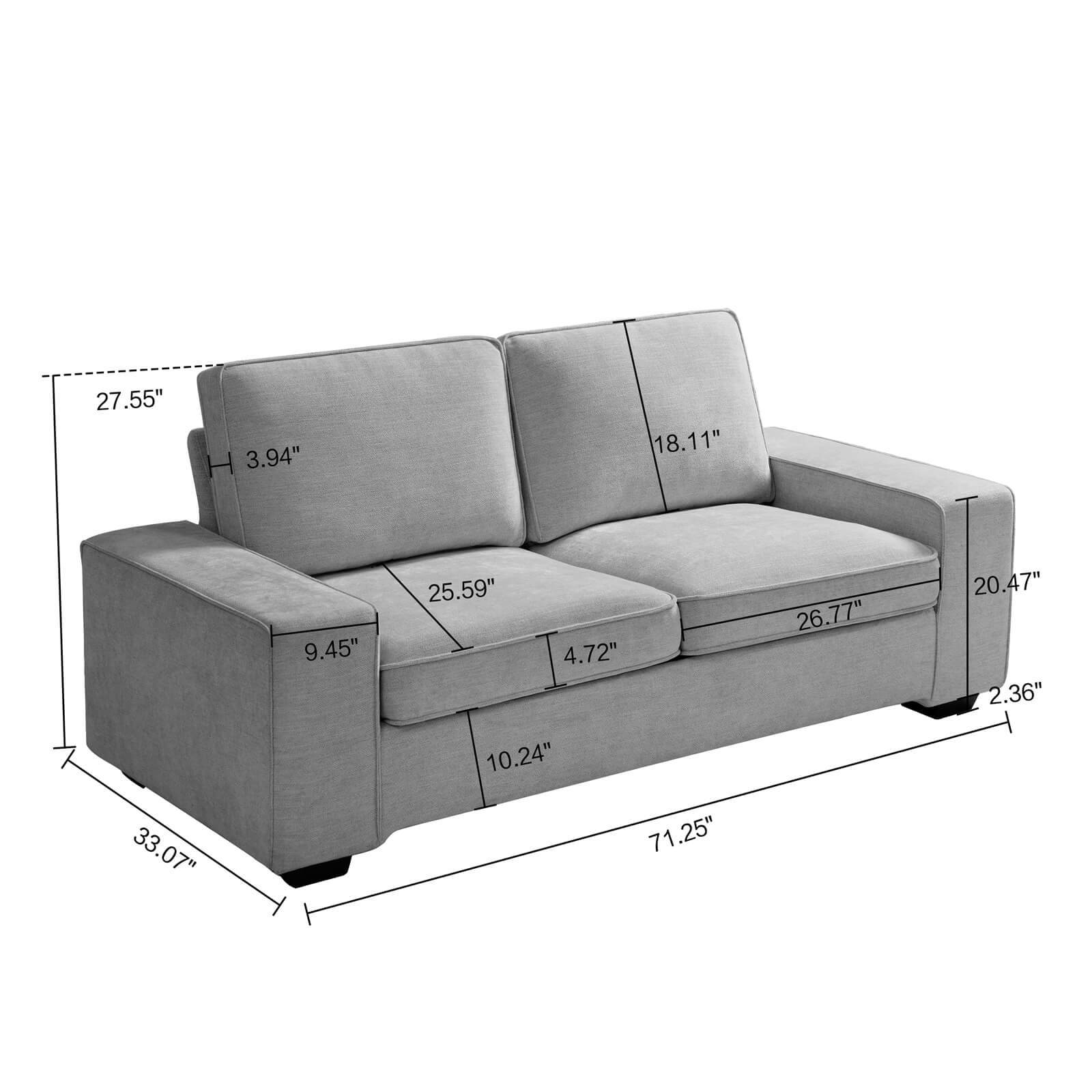 ASJMREYE Fabric Sofa With Solid Wood Frame, Removable Back Cushion And Easy, Tool-Free Assembly