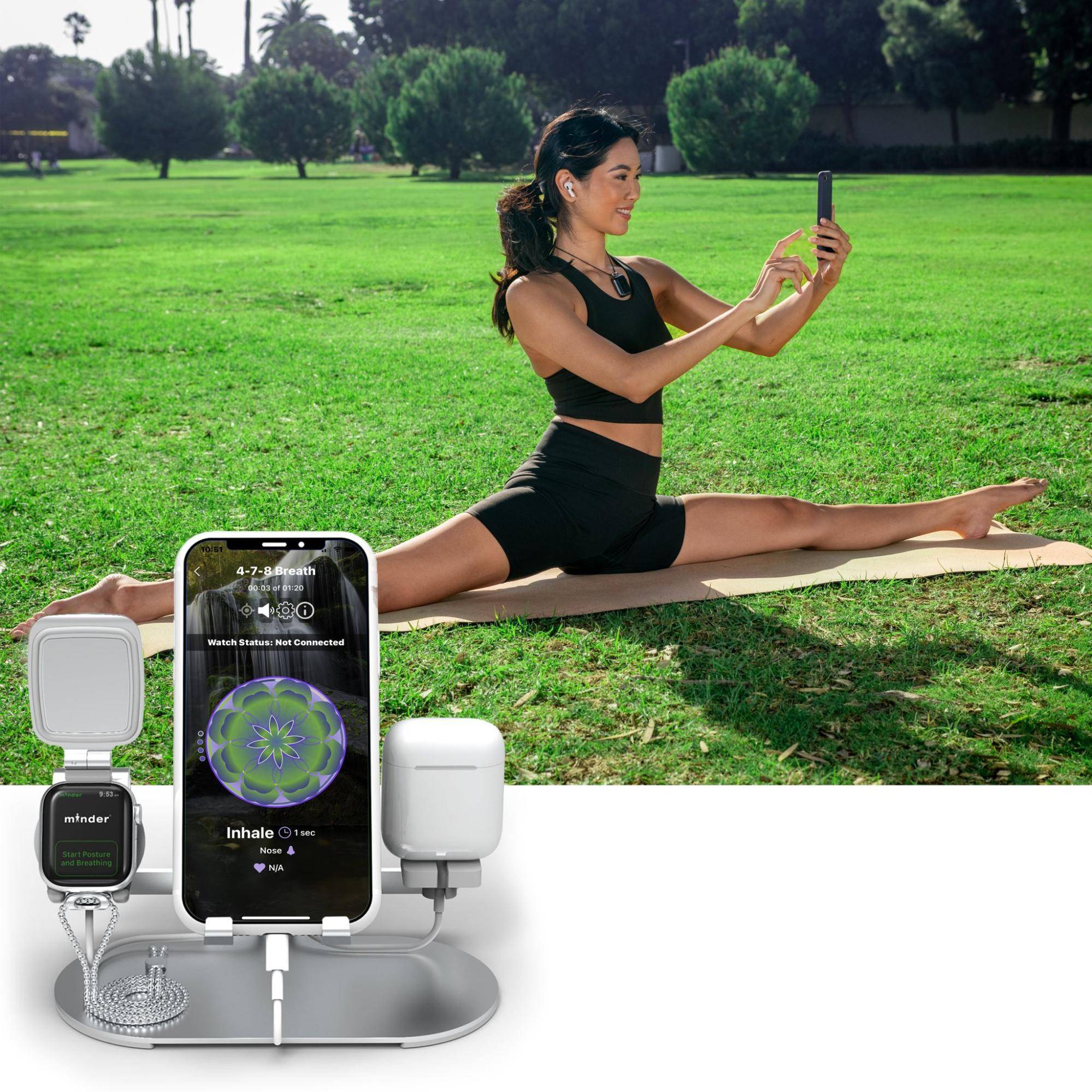 women doing splits on minder app, minder app kit 