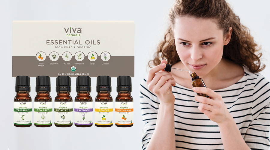 woman smelling essential oils