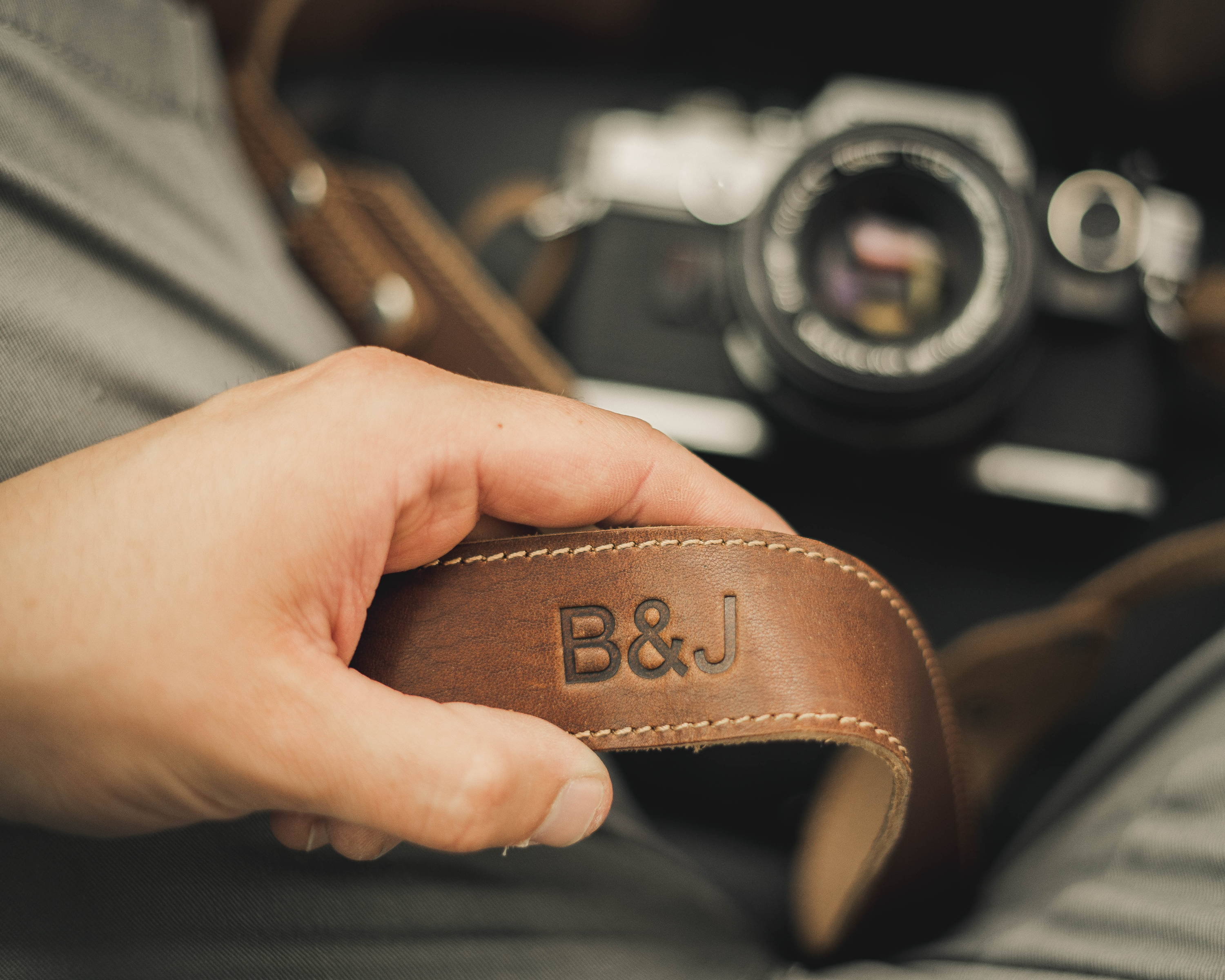 personalized leather camera strap
